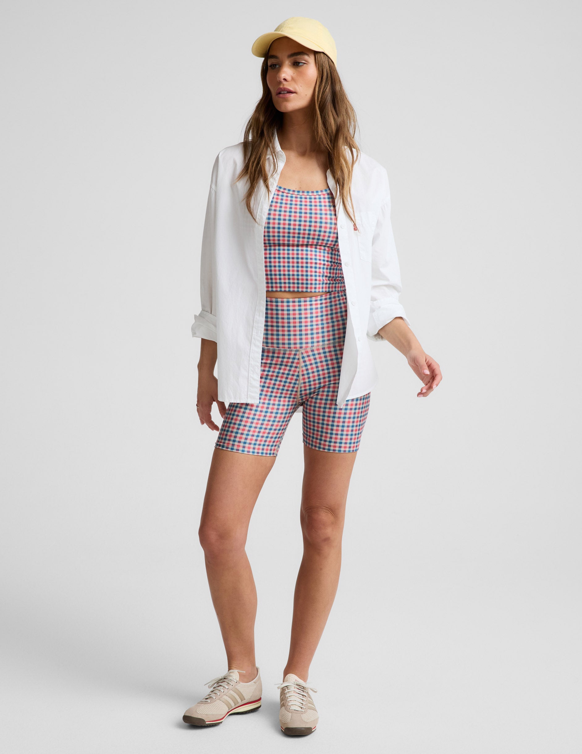Sunwashed Gingham SoftMark Slim Racerback High Cropped Tank - Image 3