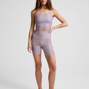 Sunwashed Gingham SoftMark Keep Pace Biker Short