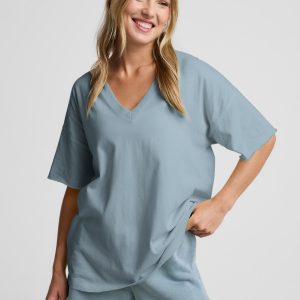SoftKnit Better Than Ever Oversized V-Neck Cotton Tee
