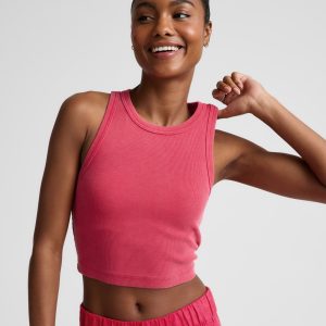 On Repeat Rib High Neck Cropped Tank