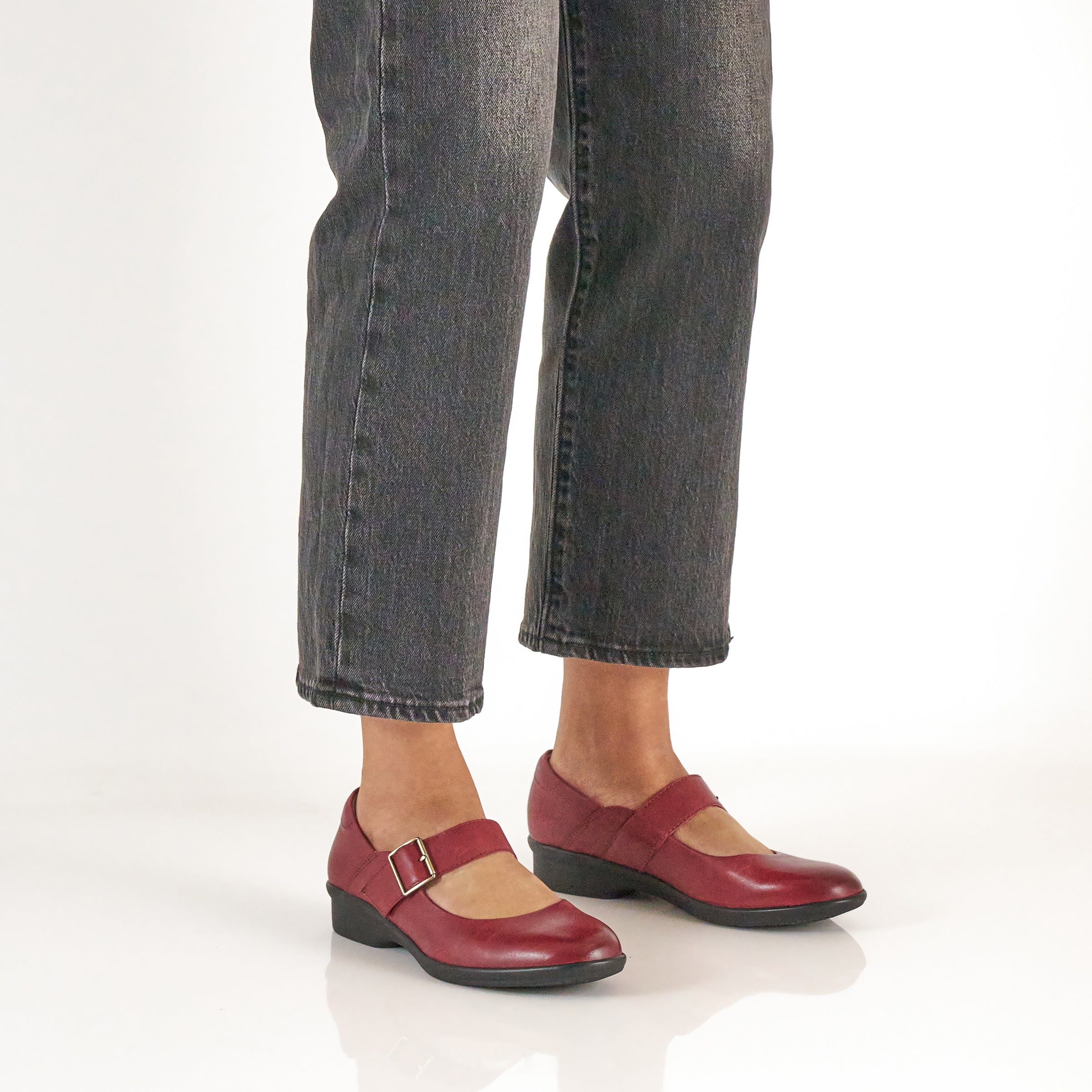 Collette Wide Red Burnished Nubuck - Image 6