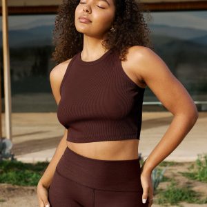 On Repeat Rib High Neck Cropped Tank